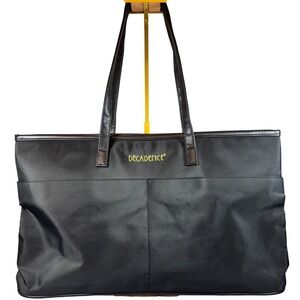 Decadence Large Black Nylon Tote Bag Gold Satin Lining Work Travel Shoulder Bag